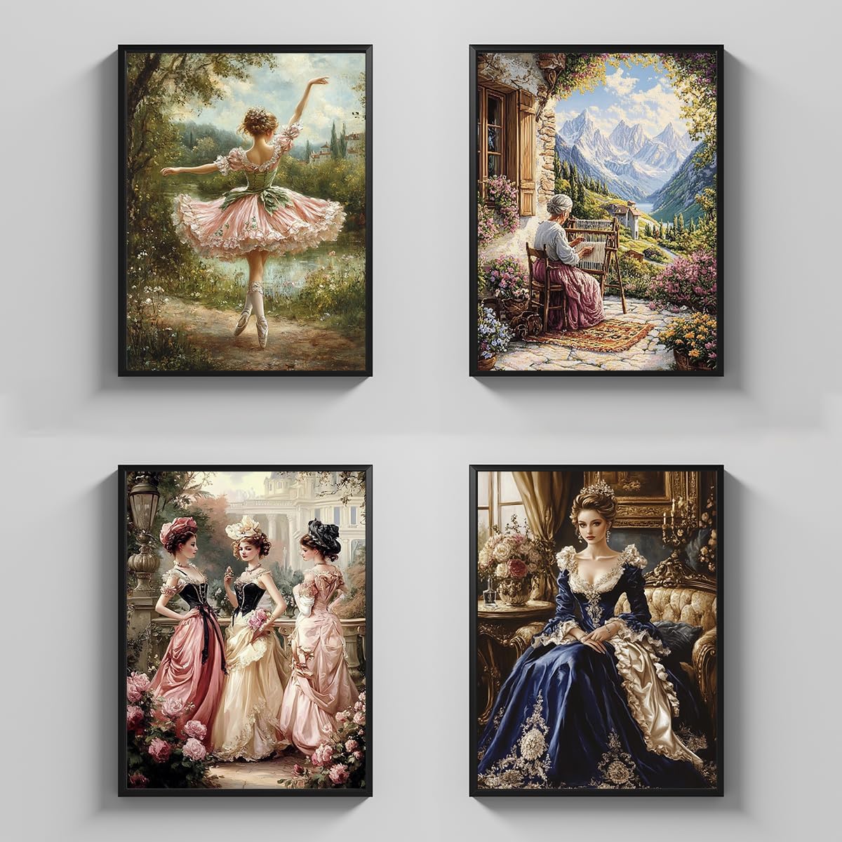 4 Packs Creative Elegant Ladies Theme Cross Stitch Painting Kits for Beginners Stamped Cross-Stitch Supplies Needlework preprint Embroidery Kits for Adults DIY Needlepoint Kits Embroidery Patterns