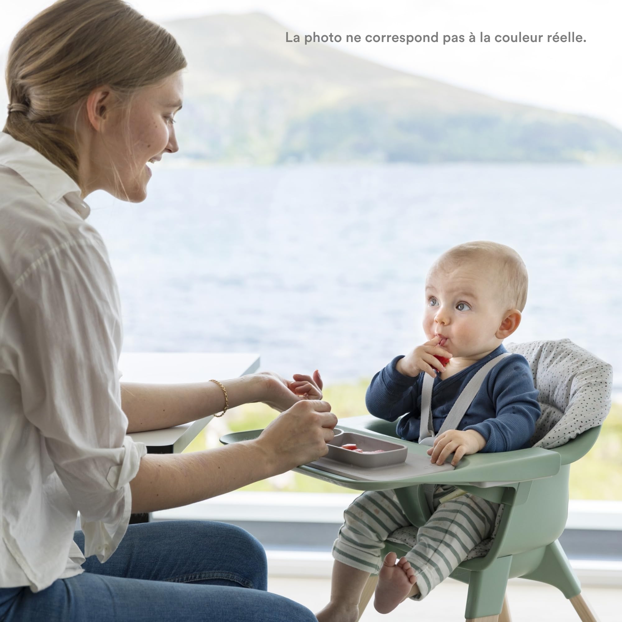 Coussin Stokke Clikk, Gris Nordic - Compatible avec la chaise haute Stokke Clikk - Pour plus de confort - Fabriqué en coton organique - Réversible et lavable en machine - Idéal de 6 à 36 mois