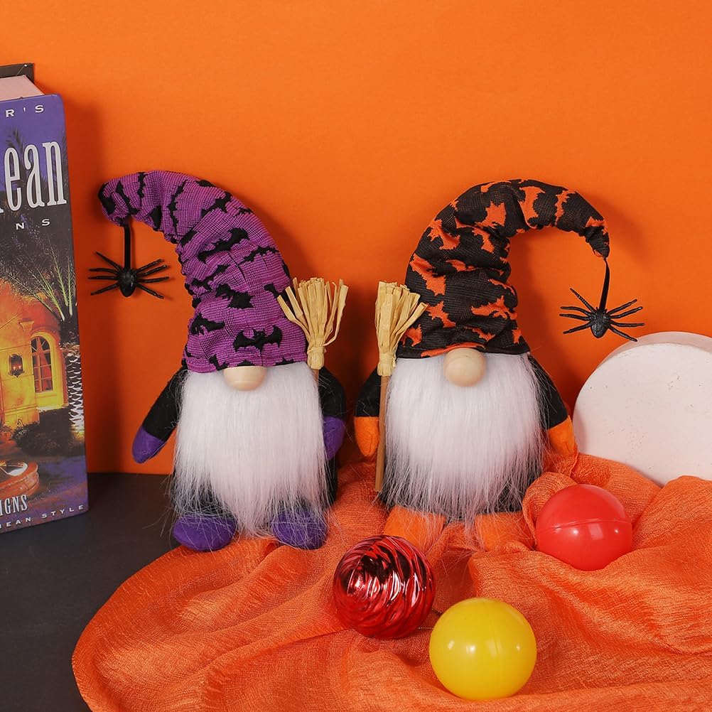 PRETYZOOM Faceless Doll Ornaments Halloween Decorations Cute Orange Cloth Gnome Plush for Halloween Home Decor Party Atmosphere Table Display 8.26 * 4.72 * 2.75 Inches