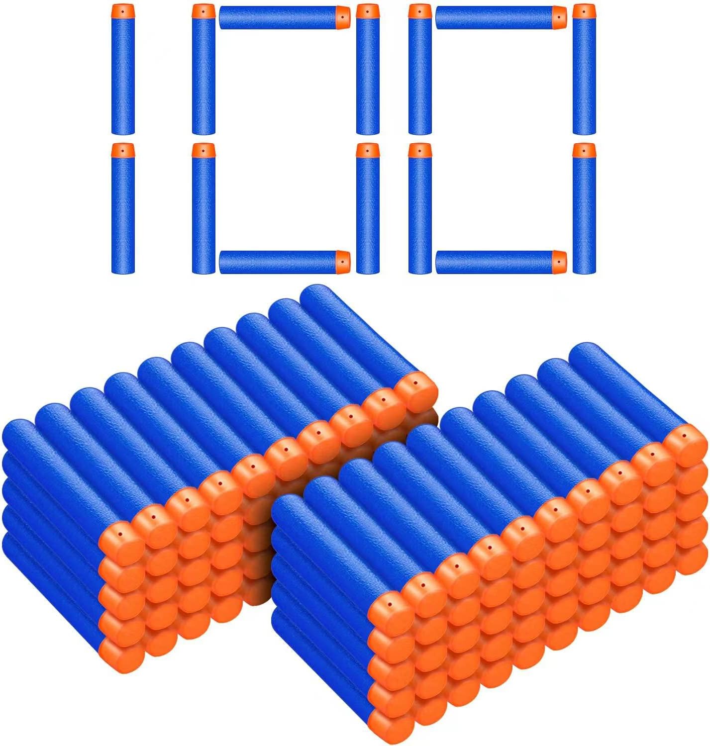 Refill Darts Bullets Compatible with Nerf Guns N-Strike Elite Series Blaster, 100Pcs Nerf Bullet Refill Darts Ammo Premium Foam Bullets Pack (100 Blue)