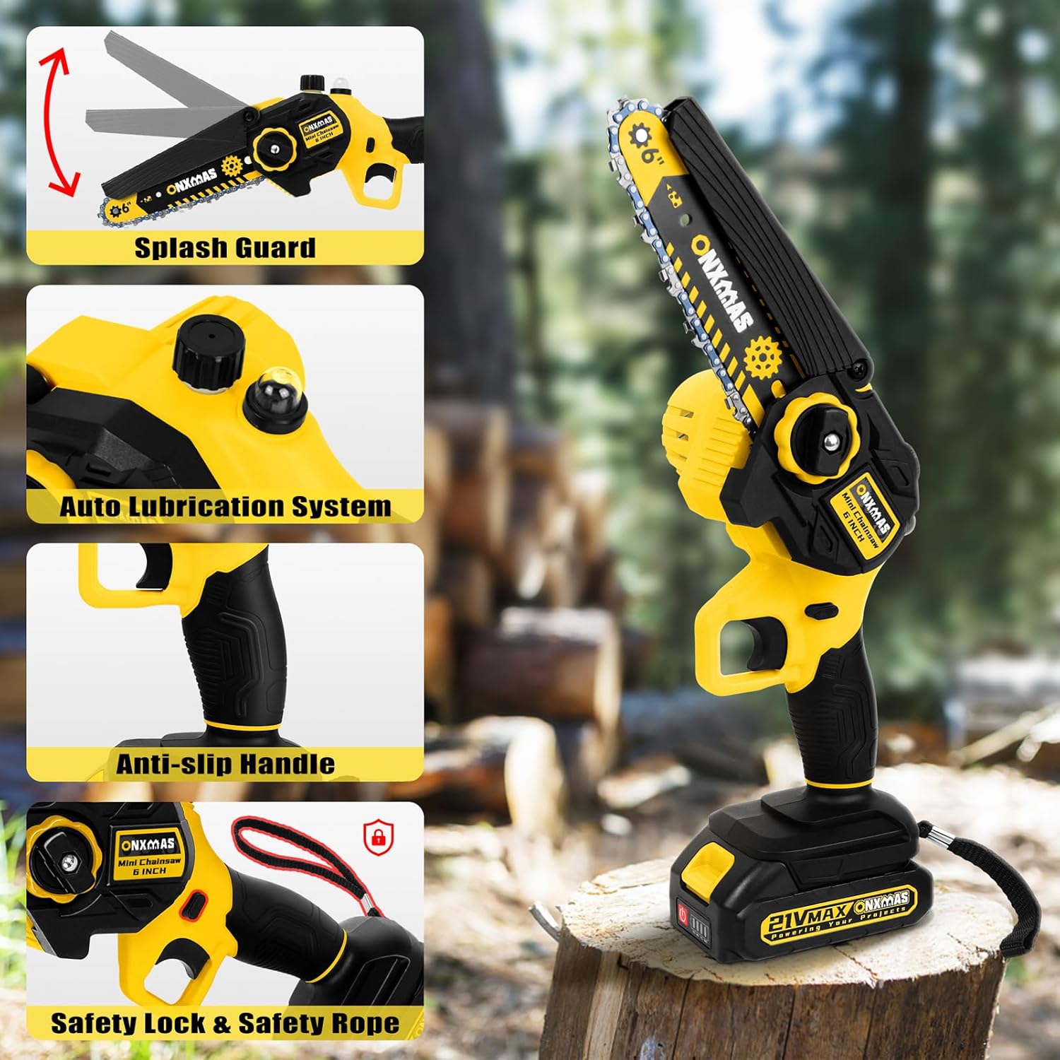 Cordless Mini Chainsaw,Handheld Battery Powered Chain Saw for Tree Trimming,Mens Gift for Father's Day,Electric Chainsaw with Automatic Oiler,Birthday Gifts for Men Dad Husband