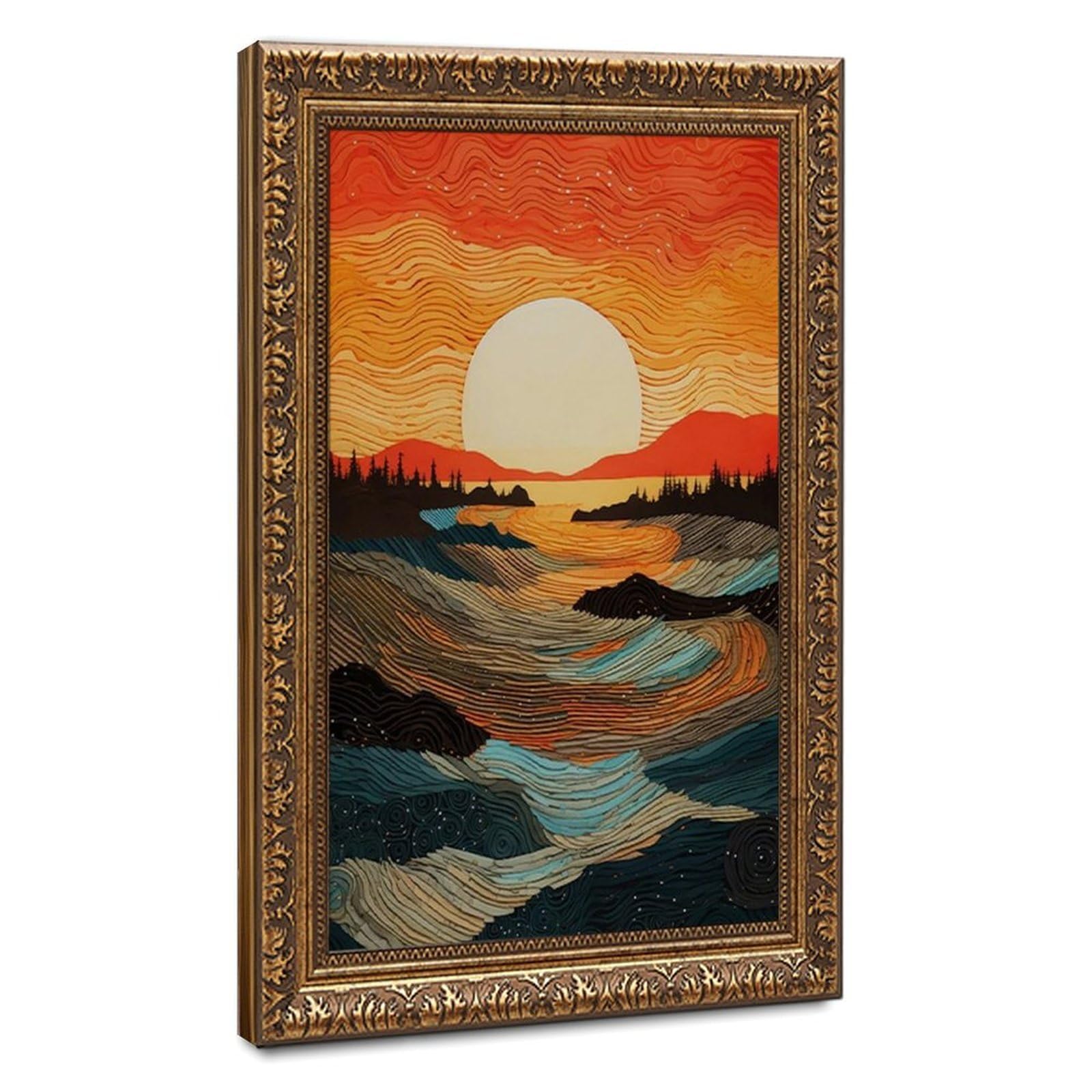 Bareronor Modern Landscape Boho StyleVibrant Canvas Poster Bedroom Decor Landscape Office Room Decor Gift 20" L X 30" W