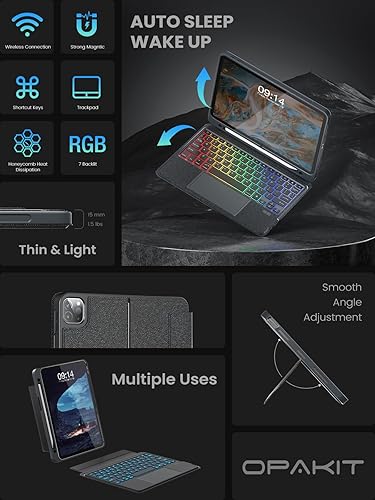 Miniatura 6 de Funda magnética con teclado retroiluminado para iPad Pro 12.9 (6543 generación) con trackpad multitáctil, 12.9 pulgadas, teclado mágico inalámbrico
