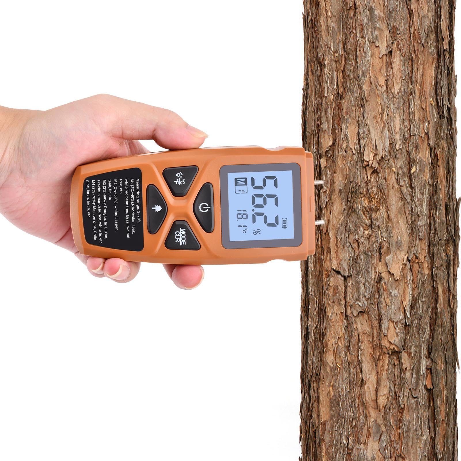 Moisture Meter for Firewood, Pin-Type Digital Moisture Tester, Wood Moisture Meters for Walls, Firewood Floor Humidity Detector Lumber Humidity Tester for Wood Wall Firewall Paper Cerimic Ceiling