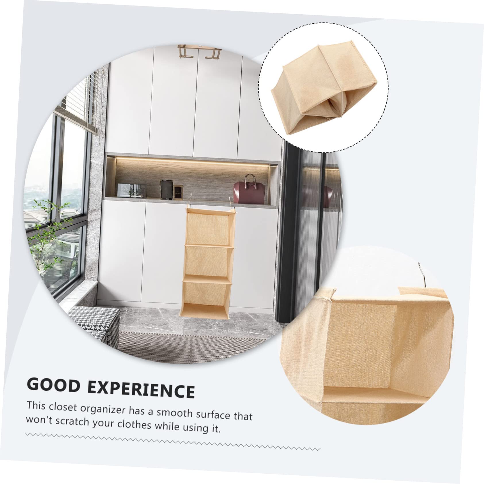 Beige Hängender Kleiderschrank Organizer, mit 3 Ablagen