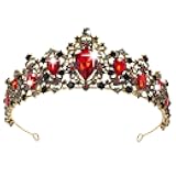 Queen of Hearts Crown, Vofler Halloween Black Gold Red Ruby Tiaras - Vampire Witch Evil Costumes Gothic Crystal Headband for Womens Woman Princess Adult Girls Cosplay Party Birthday Prom Quinceanera