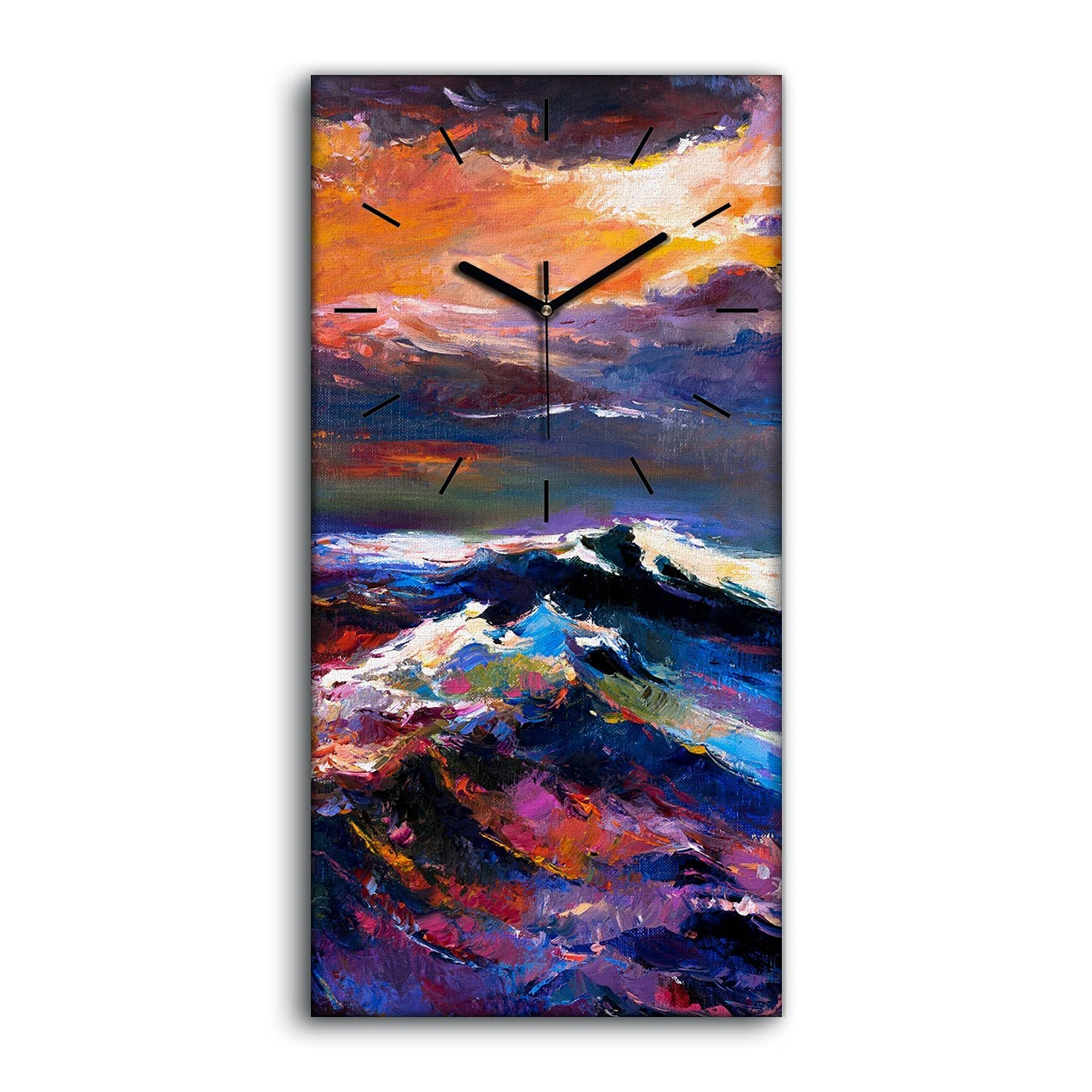 Horloge sur toile silencieuse sans tic-tac 30x60cm pour salon et chambre