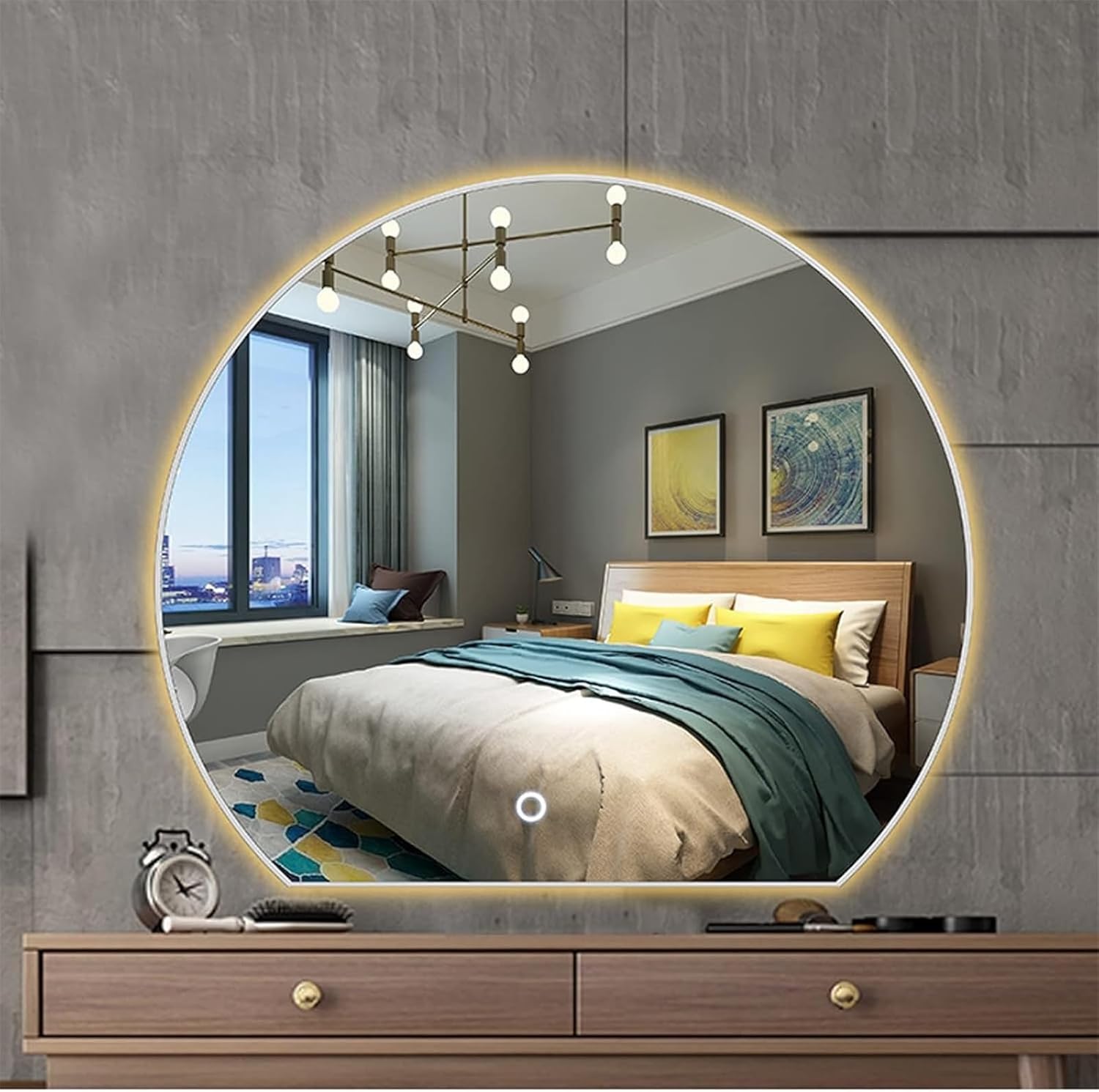 Bathroom Mirror, LED Smart Mirror Illuminated Dresser Mirror Wall Mounted Adjustable(100)
