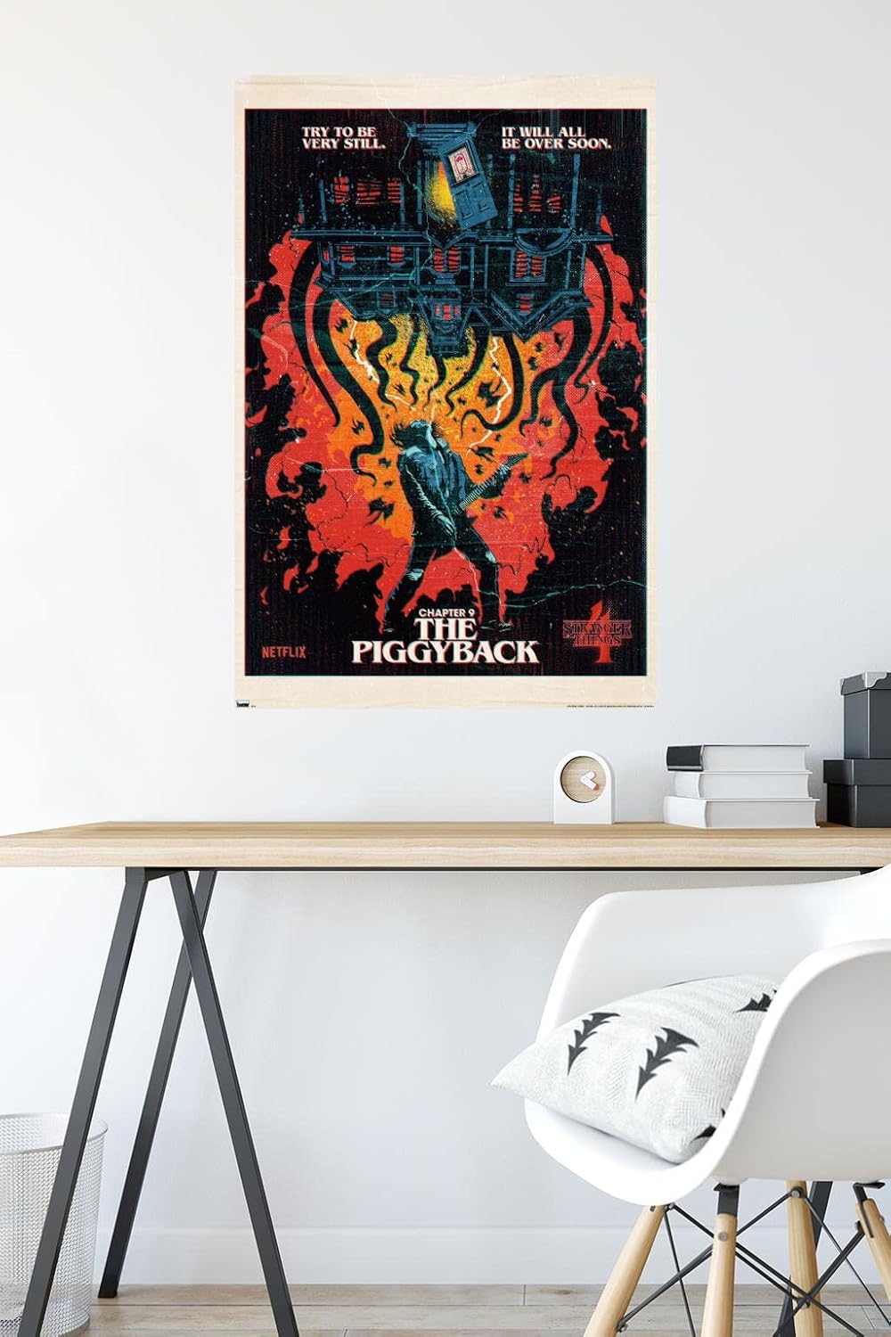 Trends International Netflix Stranger Things: Season 4 - The Piggyback Wall Poster, 22.375" x 34", Premium Poster & Mount Bundle