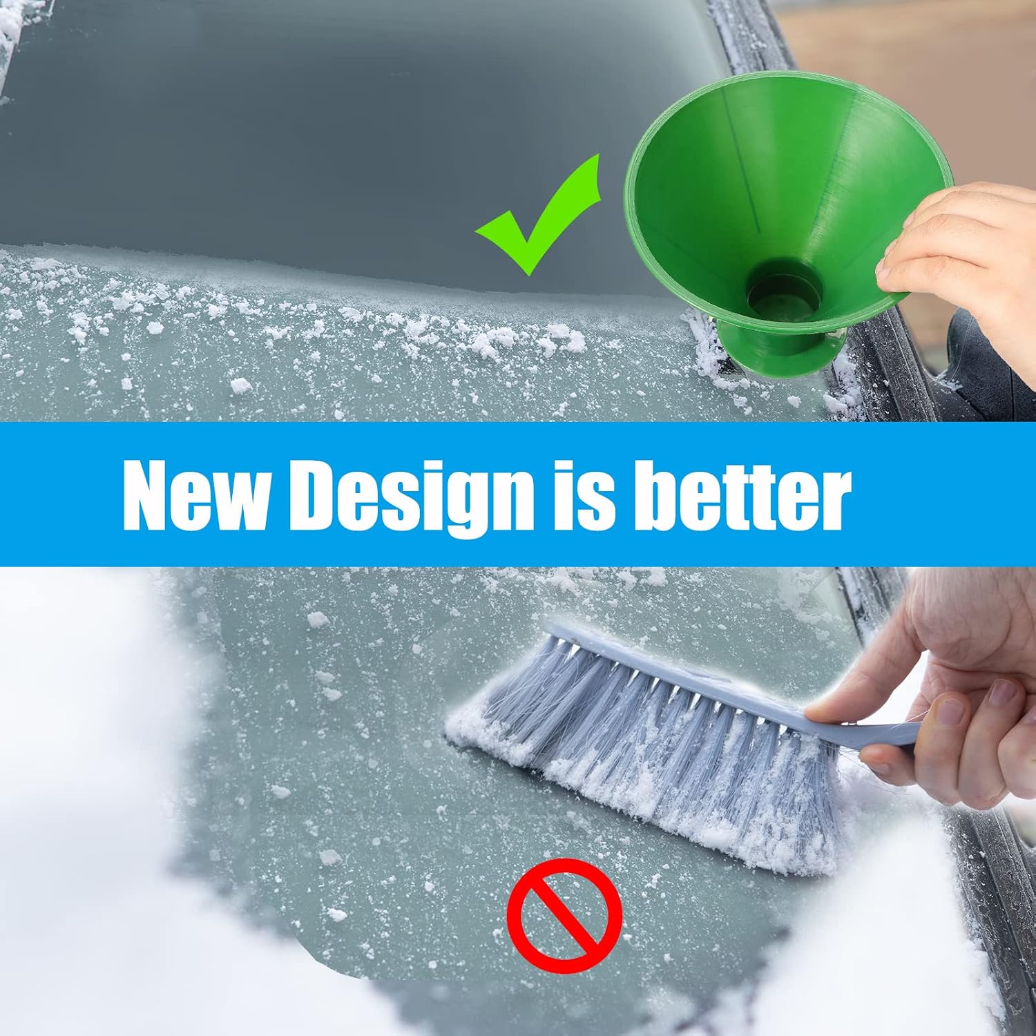 Hicarer 4 Pack Magical Ice Scraper Round Snow Scraper Funnel Car Snow Removal Shovel Tool Cone Magic Car Ice Winter Accessories for Windshield Window Vehicle Truck Automotive