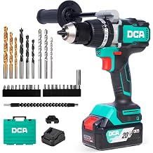 DCA 20V Brushless Hammer Drill, 1062 in.lbs Torque Impact Drill, 1/2" Keyless All-Metal Chuck, 24+1+1 Clutch, 32000 IPM, Heavy-duty Cordless Drill Kit with 4.0Ah Battery for Brick Wall, Metal, Wood