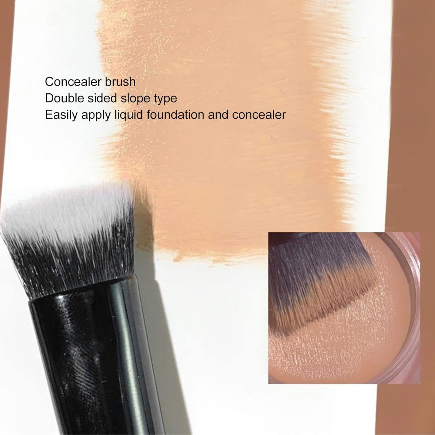 10pcs Oblique Concealer Brush, Soft Fiber Base Brush, Ergonomic Flexible Makeup Tool, Flexibility Synthetic Fiber Brush for Covering Blemishes, for Makeup Artists and Women