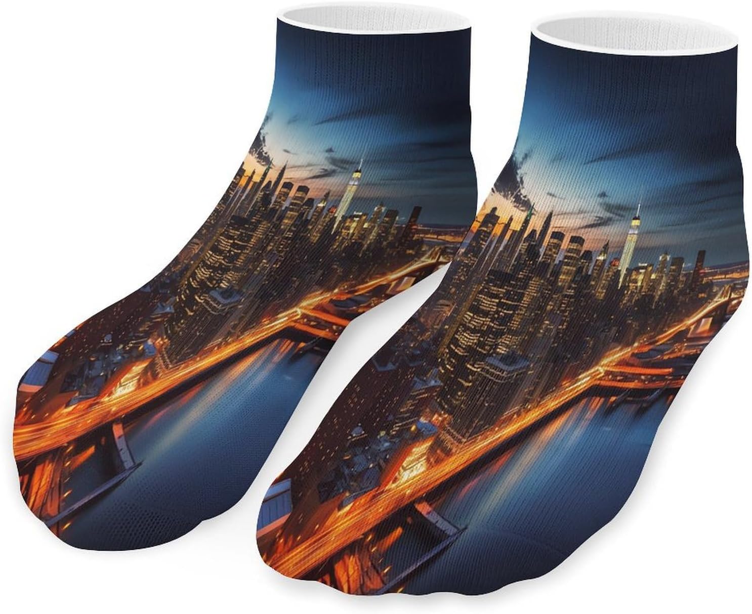 Women's Thin Elastic Socks Low-top Sports Invisible New York City Scenery Printed Ankle Socks 5 Pairs Suitable for Travel Commuting Outdoor