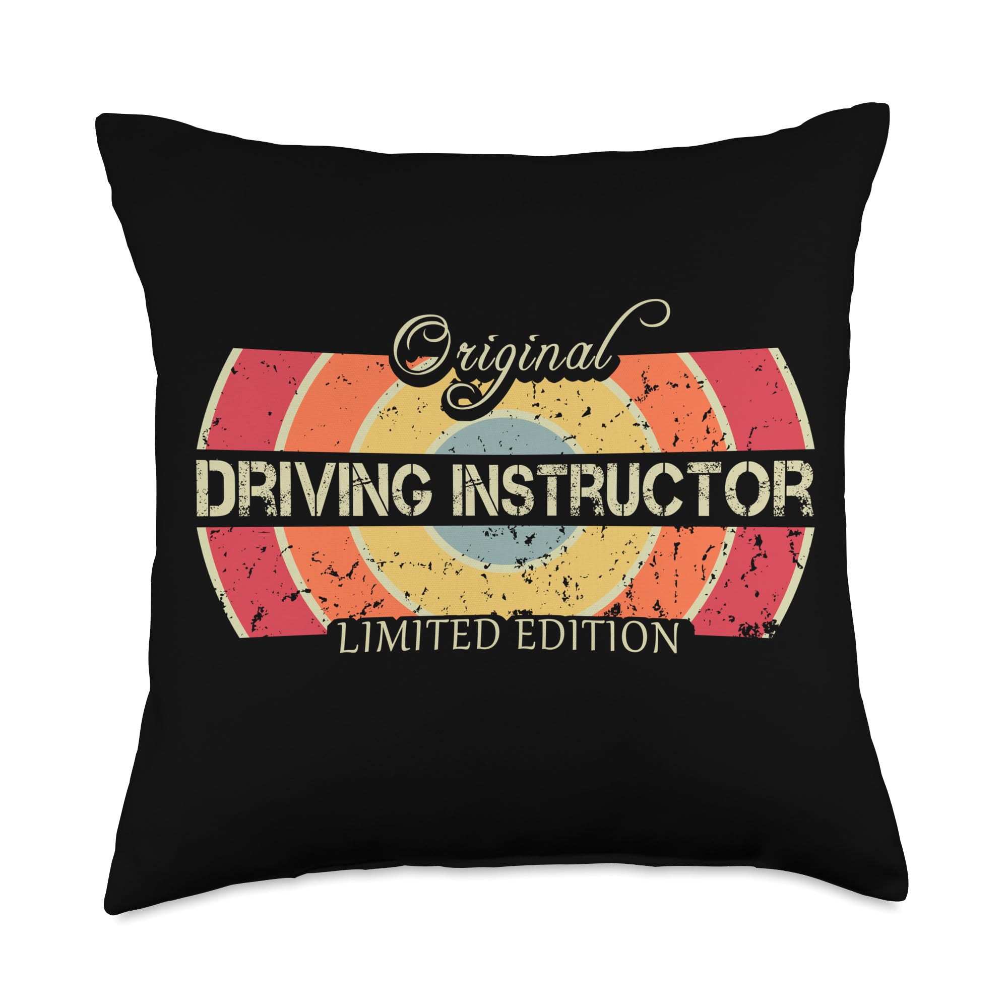 Vintage Job Title Worker Funny Driving Instructor Throw Pillow, 18x18, Multicolor