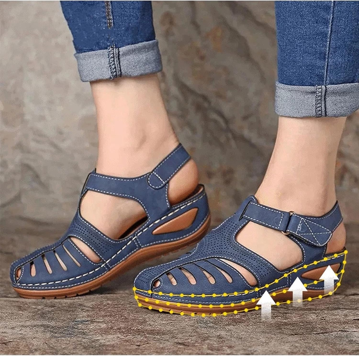 Wedge Sandals for Women Ladies Summer Cutout Closed Togo Ubuy