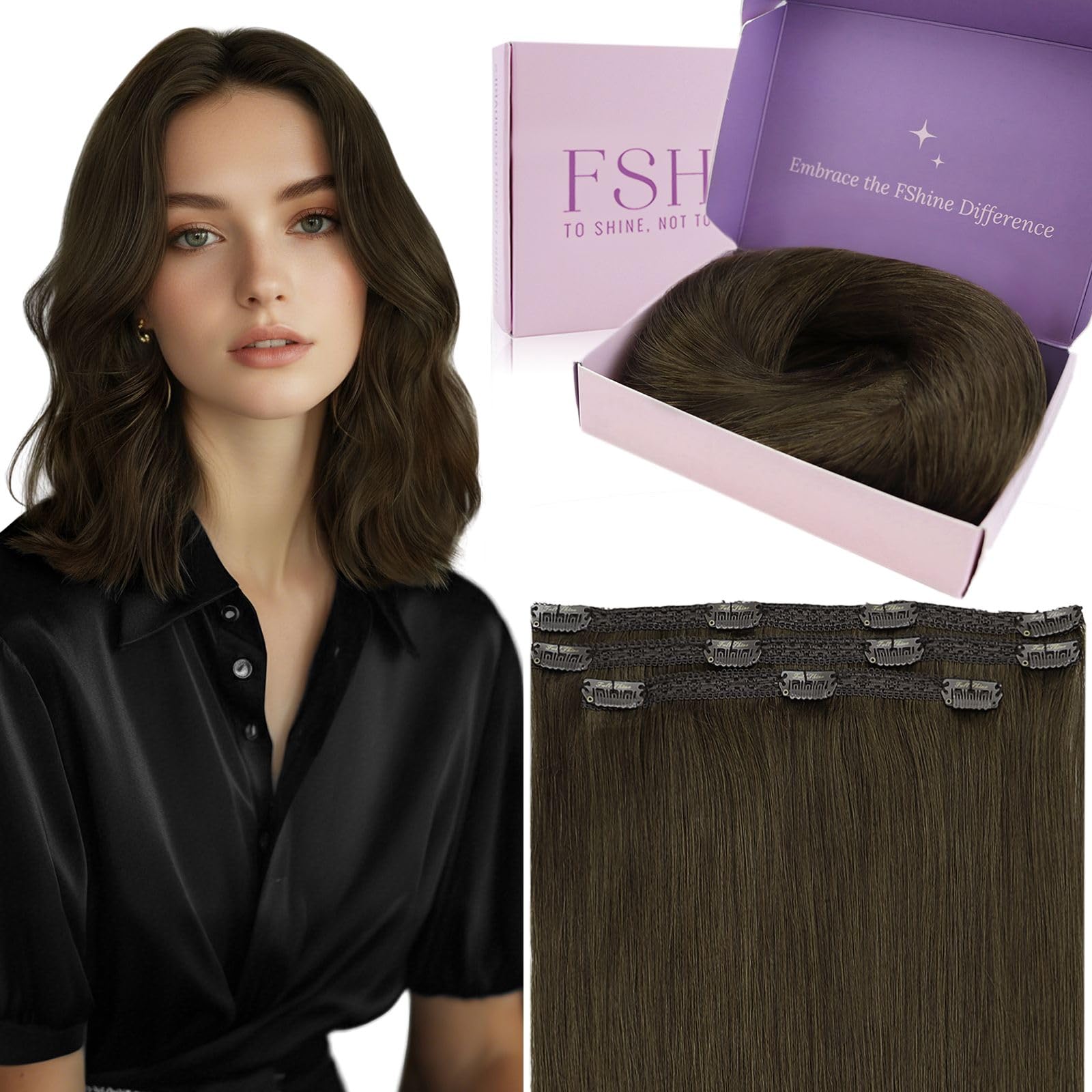 Fshine Clip Extensiones Humano 22 Pulgadas 55CM 120g Extensiones de Pelo Rubio Blanco Remy Hair Clip in Extensiones 7 Piezas Color 60 Extensiones de Cabello Natural Color 60 — view 31