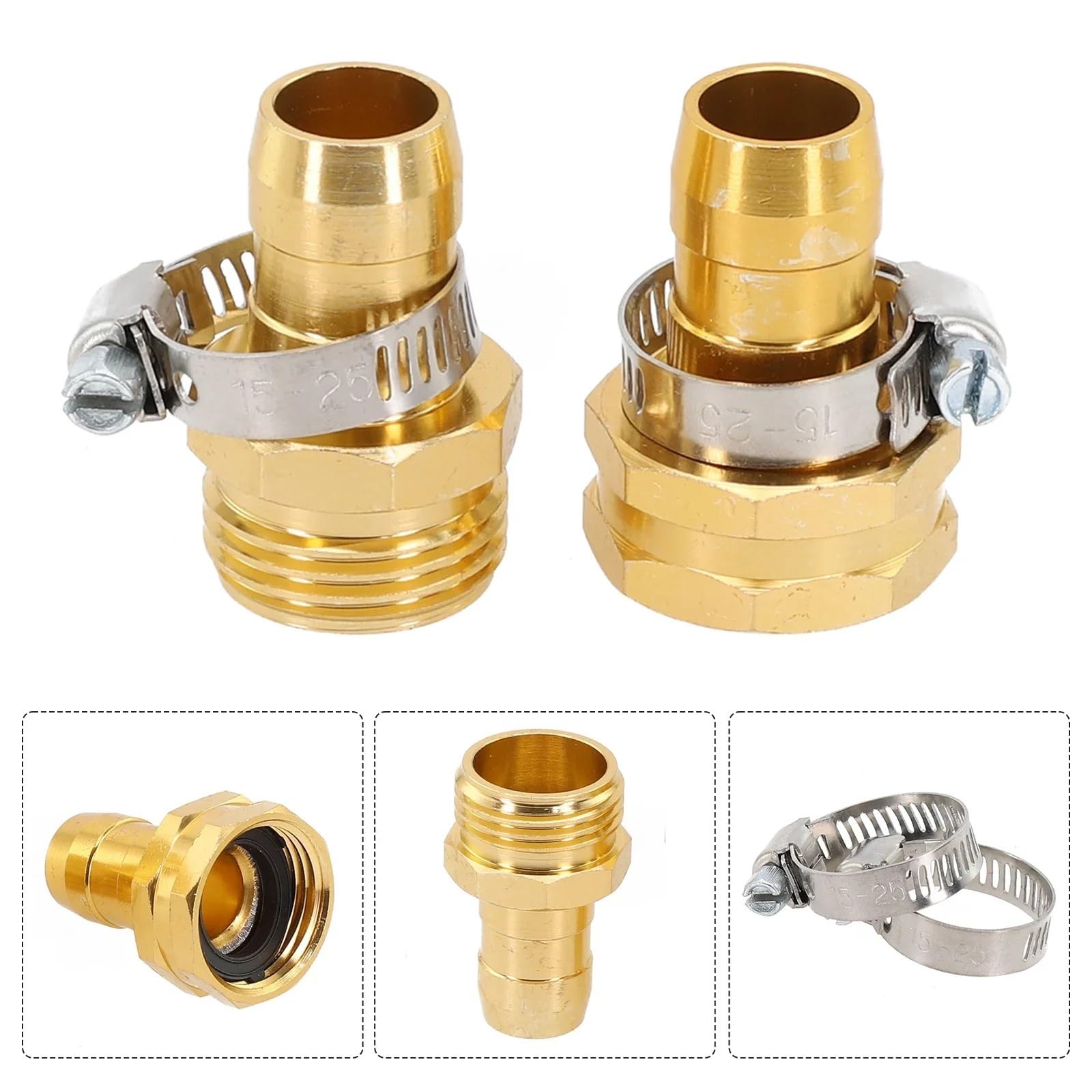 Connettori e raccordi per tubi flessibili da giardino, in ottone, 4 pezzi, per riparazione tubi da giardino (interno)