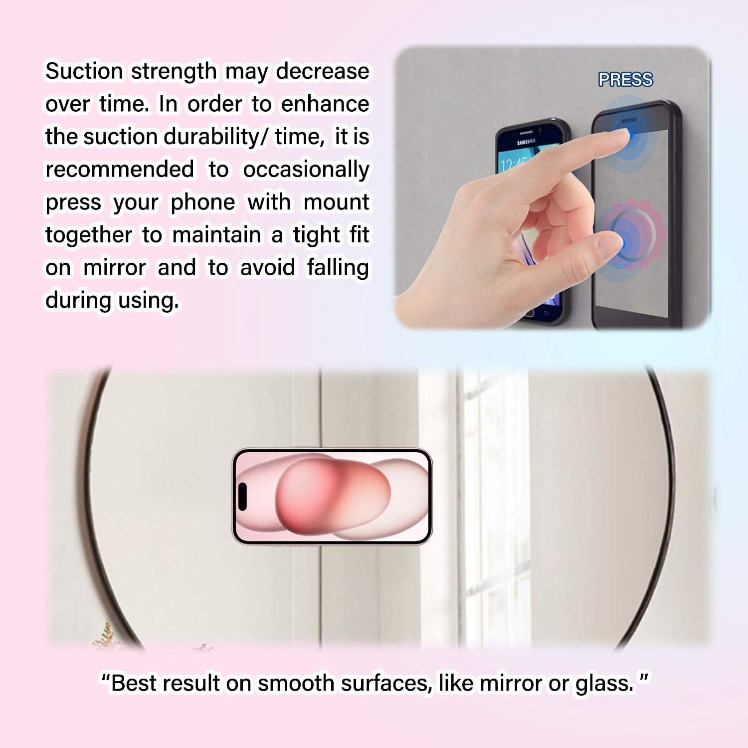 Paquete de 3 soportes de silicona de doble cara con ventosa para teléfono, agarre de silicona manos libres con mayor potencia de succión para selfies y videos, accesorios antideslizantes para