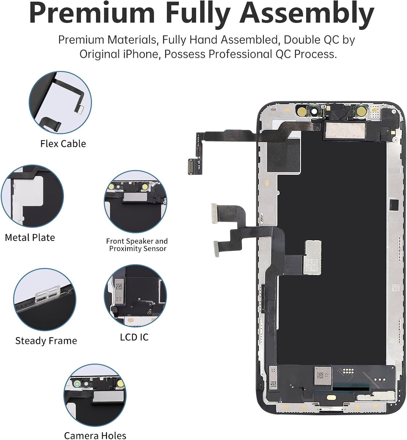for iPhone Xs Screen Replacement with Ear Speaker Proximity Sensor Earpiece 5.8" 3D Touch LCD Display Digitizer Full Assembly Fix Front Glass Protector Repair Tool Kit A1920 A2097 A2098 A2100