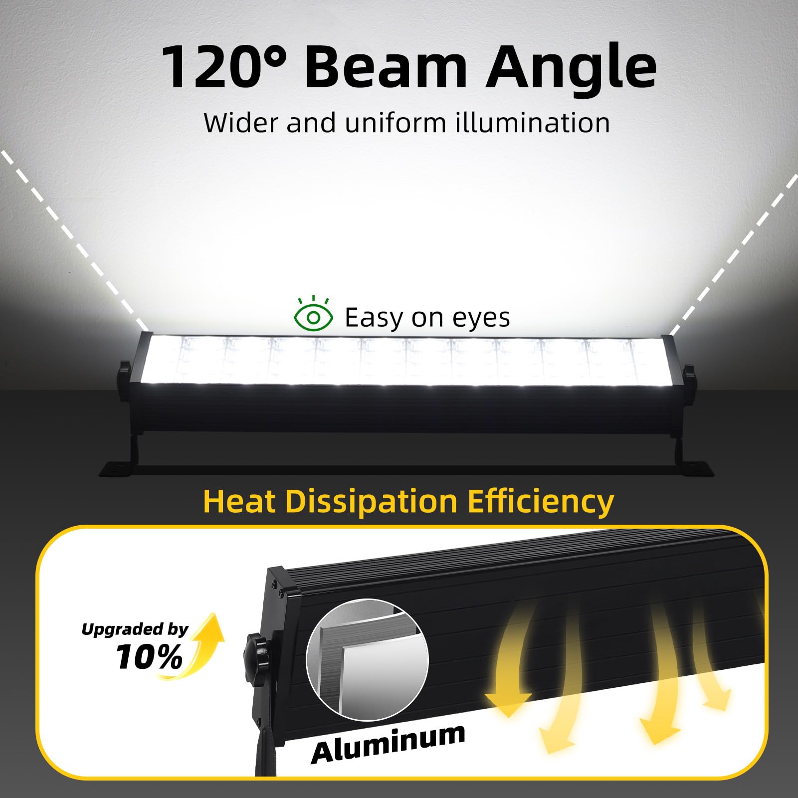 100W LED Shop Lights with 6FT Cord Swtich 12000LM Plug in Garage Light 5000K Daylight Shoplighting for Garage — view 3