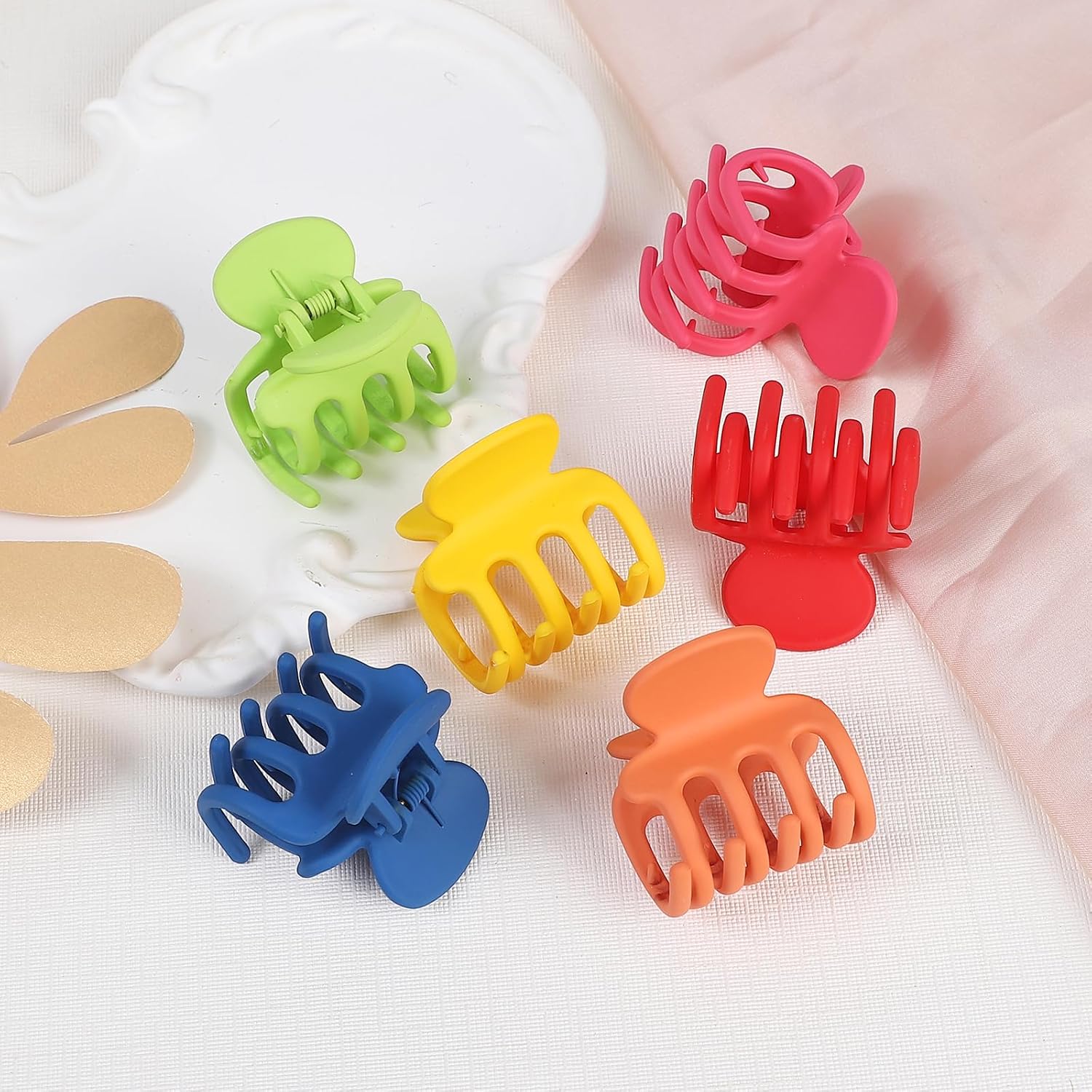 Medium Matte Hair Claw Clips for Thin Hair, 6 Pack, Dopamine image 4