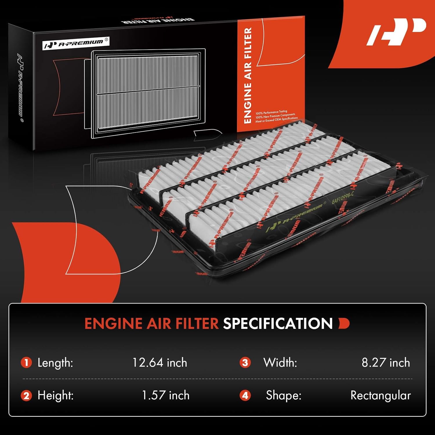 A-Premium 2-PC Engine Air Filter Compatible with Suzuki Kizashi 2010 2011 2012 2013, 2.4L, Replace# 9586080J00