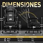 HLDIRECT Gaming Chair, Video Game Chair with Pocket Spring Cushion, Ergonomic Computer Chair for Adults with Headrest and Massage Lumbar Support, Swivel PU Leather Office Chair (Black)