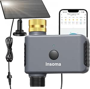 Solar WiFi Water Timer with Solar Panel and Type-C Backup, Smart Garden Hose Controller