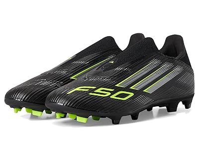 adidas F50 League Laceless Firm Ground Soccer Cleats Soccer Shoes Black/Iron Metallic/Lucid Lemon : Men