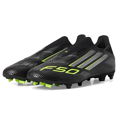 adidas F50 League Laceless Firm Ground Soccer Cleats Soccer Shoes Black/Iron Metallic/Lucid Lemon
