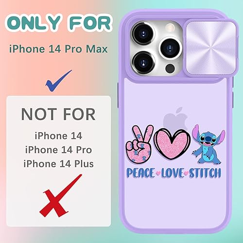 Miniatura 2 de Joyleop Funda 2 en 1 para iPhone 14 Pro Max de dibujos animados lindo amor Stit para niñas, mujeres, adolescentes, niños, fundas de teléfono
