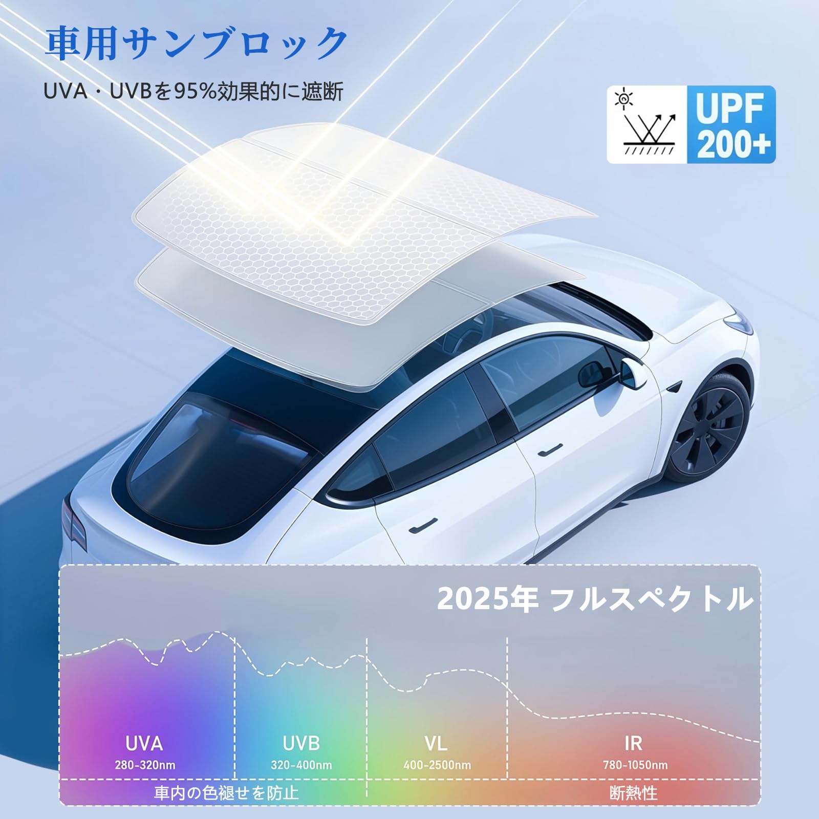 Amazon | テスラ専用 モデル 3 サンシェード 石墨烯0透光 遮光・断熱