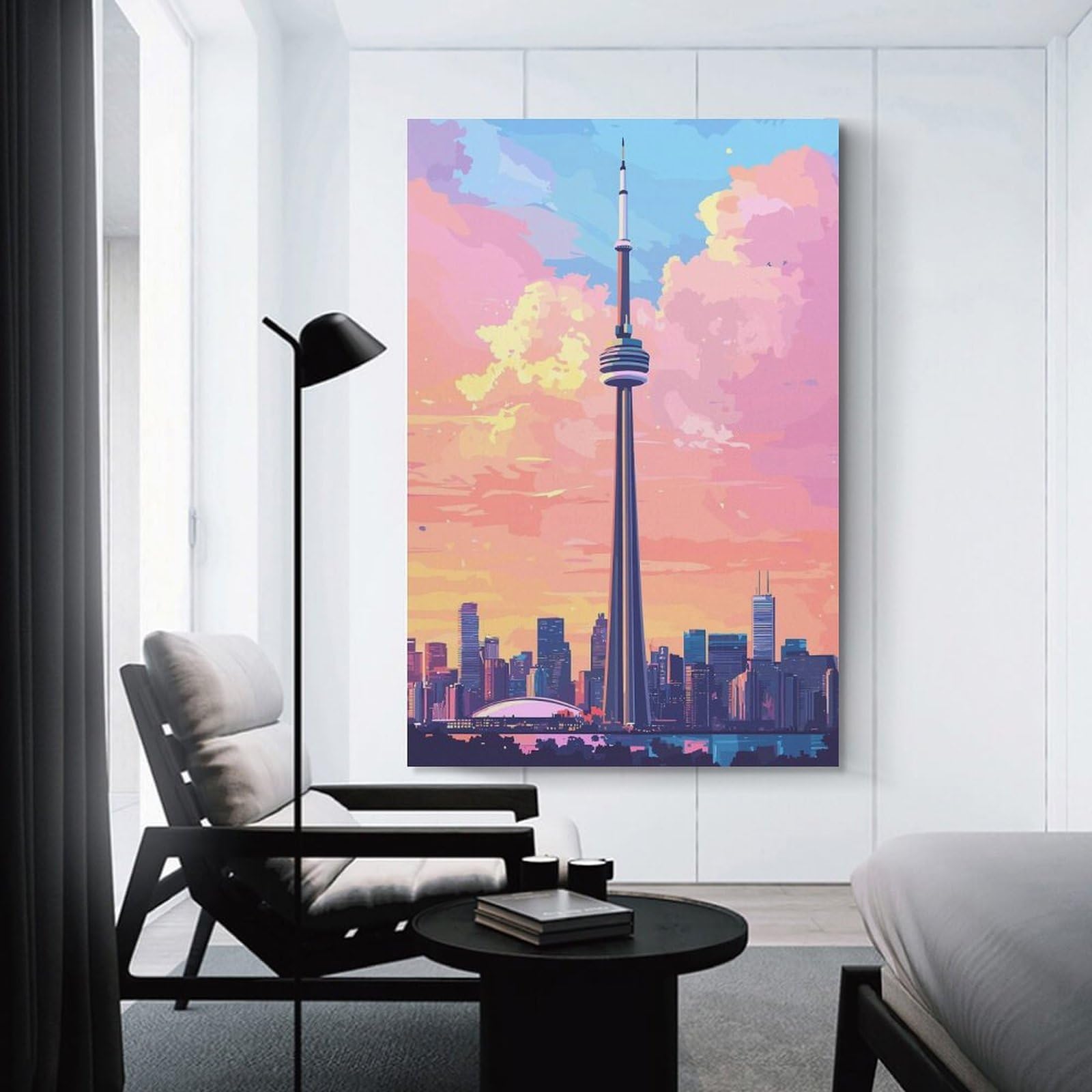 Junmoney Toronto Skyline at Sunset(2) Canvas Wall Decor, 24x36inch(60x90cm), for Gallery Wall Decor And Room Displays, Wall Decor Suited to Curated Displays