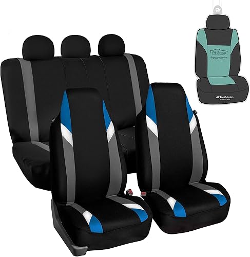 FH GROUP FB133115Conjunto completo de fundas para asientos Premiumse ajusta a la mayoría de autos, camionetas, SUV, o monovolúmenes, Azul