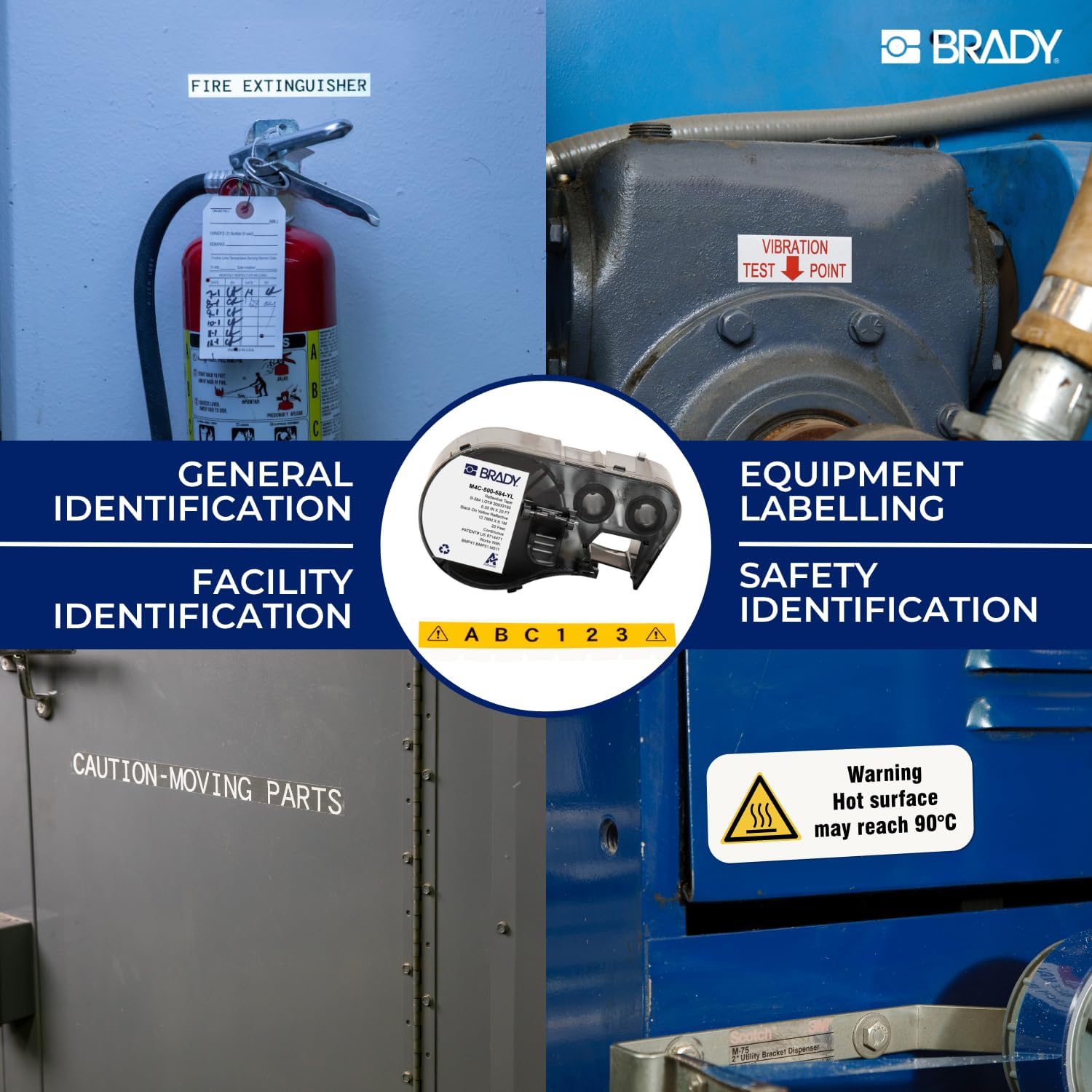 Brady Reflective Tape Label Tape for Label Printer BMP41/BMP51/BMP53/M511 - Self Adhesive Printer Labels - Black on Yellow (12,70 mm (W) x 6,10 m (L)) - M4C-500-584-YL