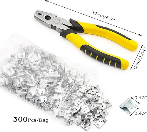 Miniatura 2 de 1500 clips de hebilla de jaula de alambre resistentes con alicates de cerca, clips de fijación de jaula de alambre, clips en J, pinzas a presión,