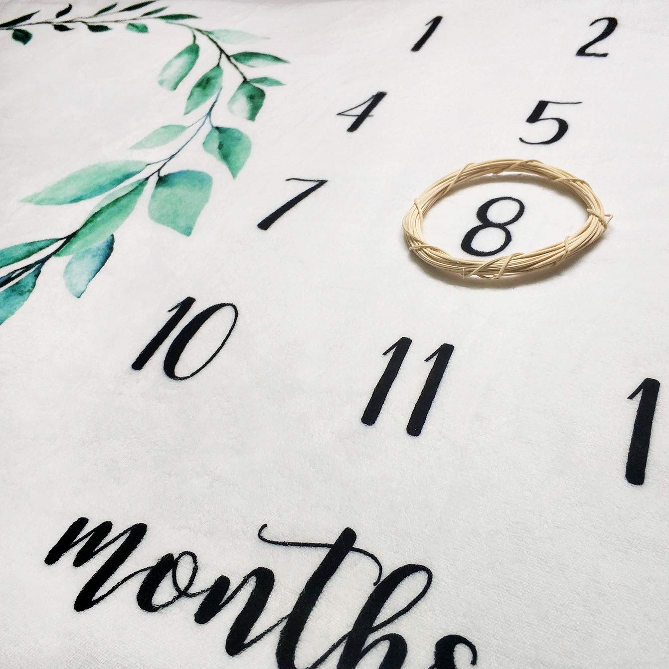 Baby Monthly Milestone Blanket Boy - Newborn Month Blanket Unisex Neutral Personalized Shower Gift Leaf Nursery Decor Photography Background Prop with Wooden Wreath Large 51''x40'' - Image 4