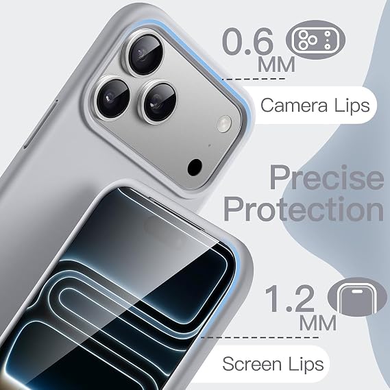 MADNOVA iPhone 17 Pro Max İle Uyumlu Lansman Kılıf İnce Sıvı Silikon 3 Katmanlı Tam Kaplamalı Yumuşak Jel Kauçuk Telefon Kılıfı (Gri)