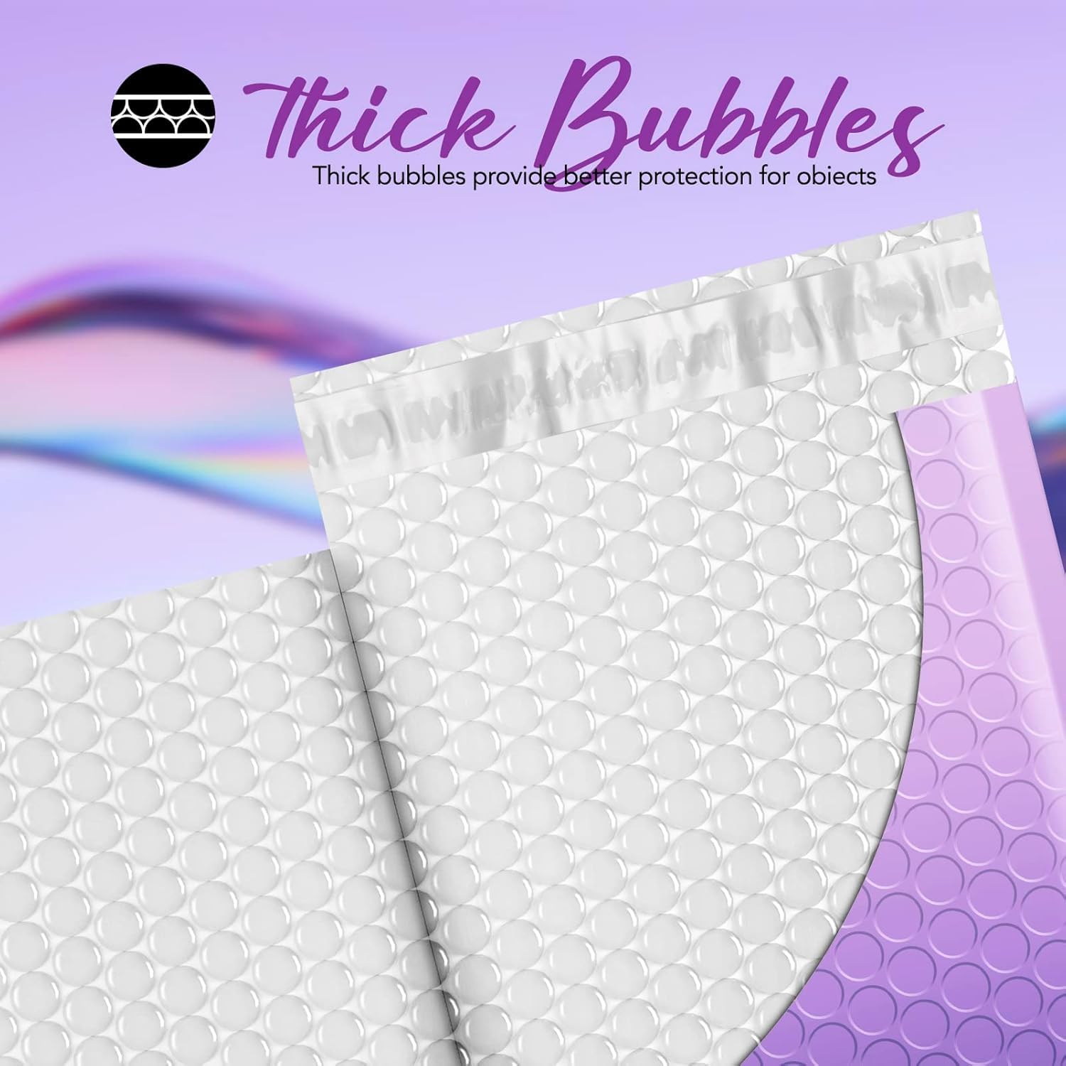 Fuxury Paquete de 100 sobres opacos de burbujas de 4 x 8 pulgadas, sobres acolchados de burbujas de color morado degradado, patrón de fuerte adherencia para envío de joyas, maquillaje #000