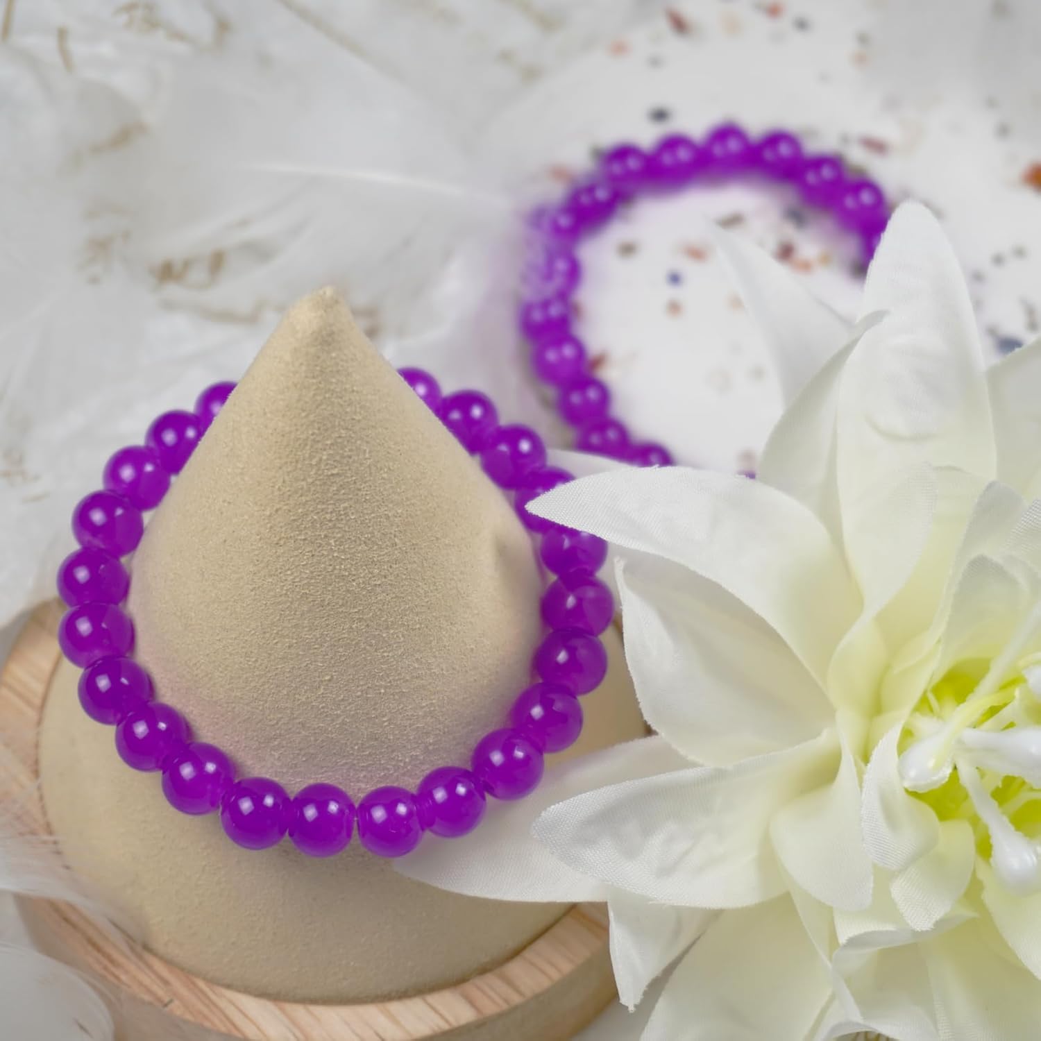 Jabrand 360pcs Glass Beads Bulk, 8mm Glass Beads for Barcelet and Jewelry Making DIY Crafts (Purple) - Image 5