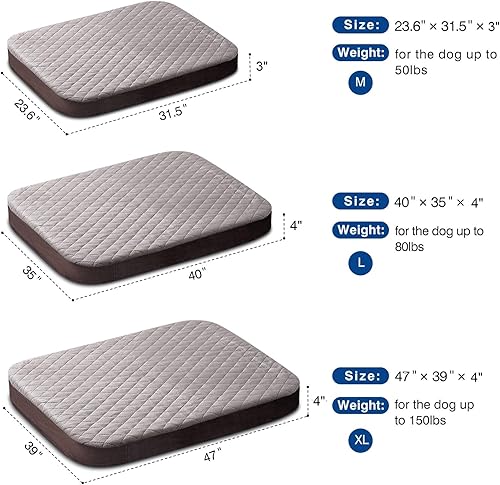 Miniatura 6 de JoicyCo Cama para Perros Extra Grandes, Colchón de Cama para Perros Jumbo de Espuma Ortopédica, Cama para Dormir de Mascotas de 47 Pulgadas para
