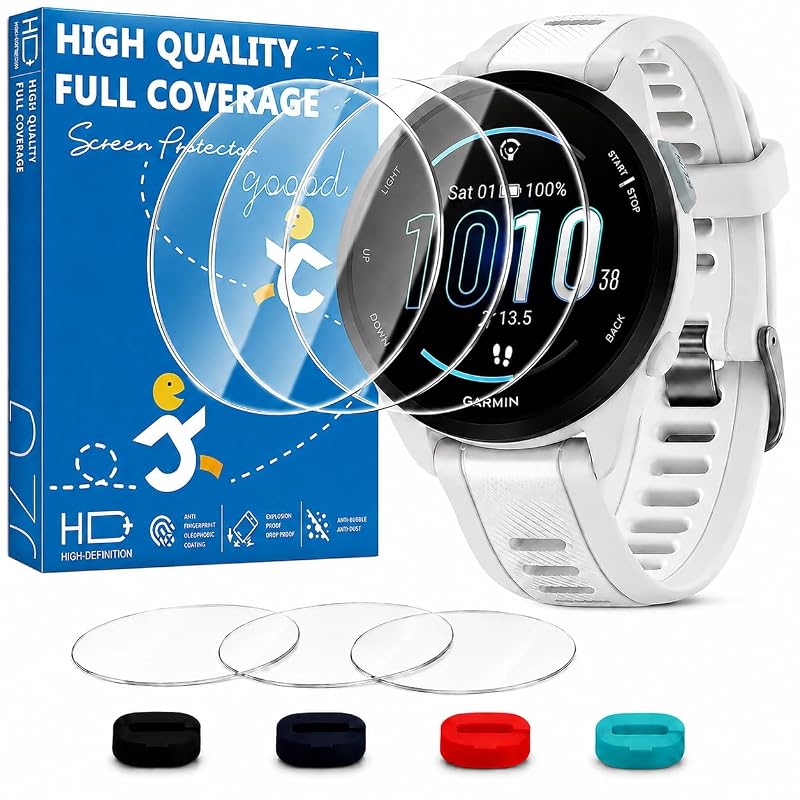 Película de Vidro Temperado para Garmin Forerunner 165 43 mm, Transparente, Sensível ao Toque, 6 Unidades