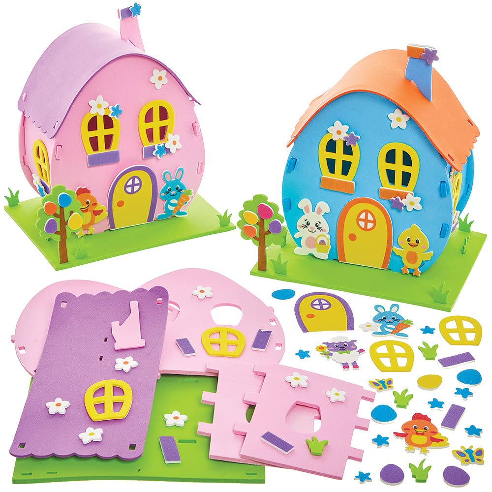 Baker Ross FX524 Easter Egg Kits House Easter Egg House Kits - Pack of 2, Foam Easter Decoration Kits.