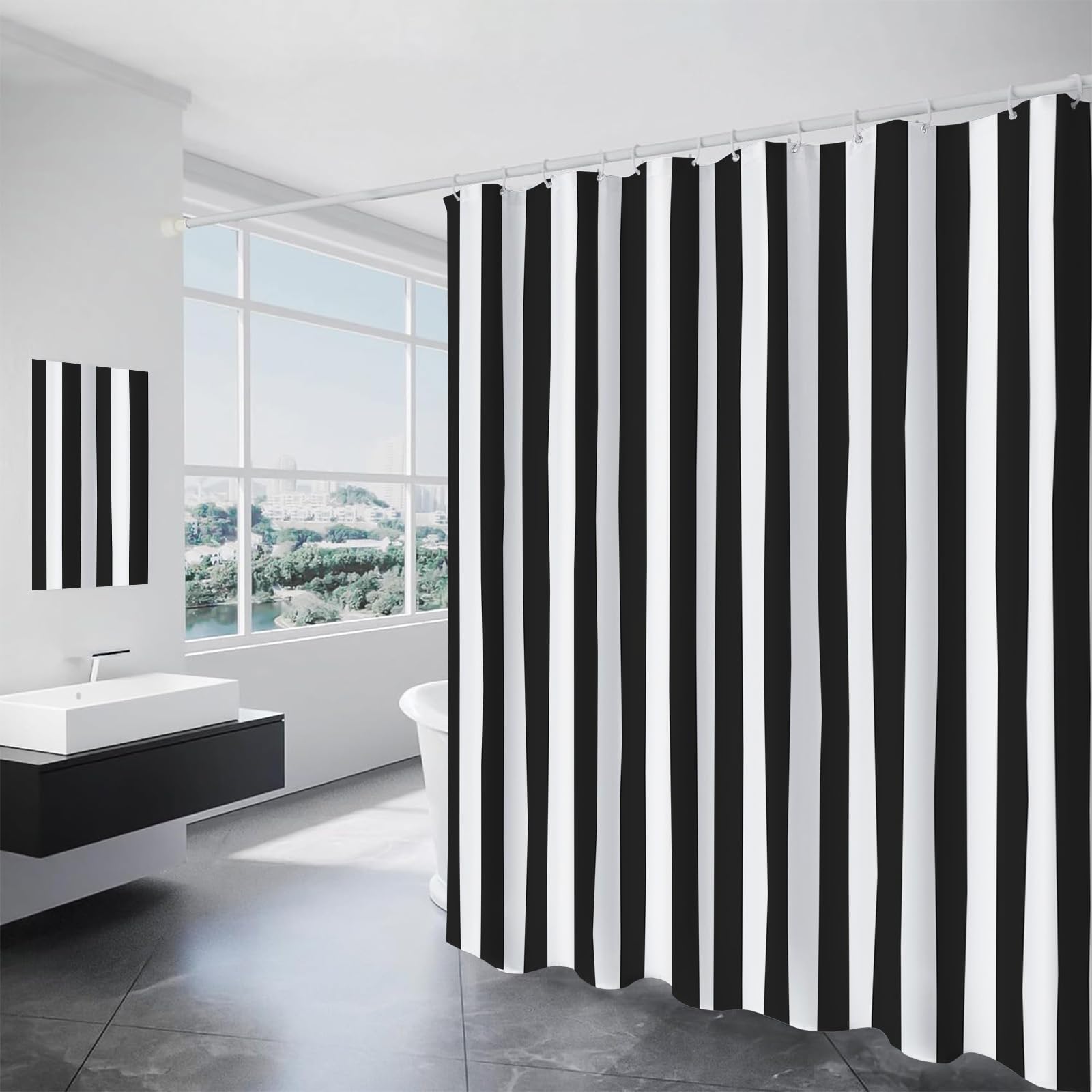 Rideau de douche anti éclaboussures 240x200 en polyester imprimé