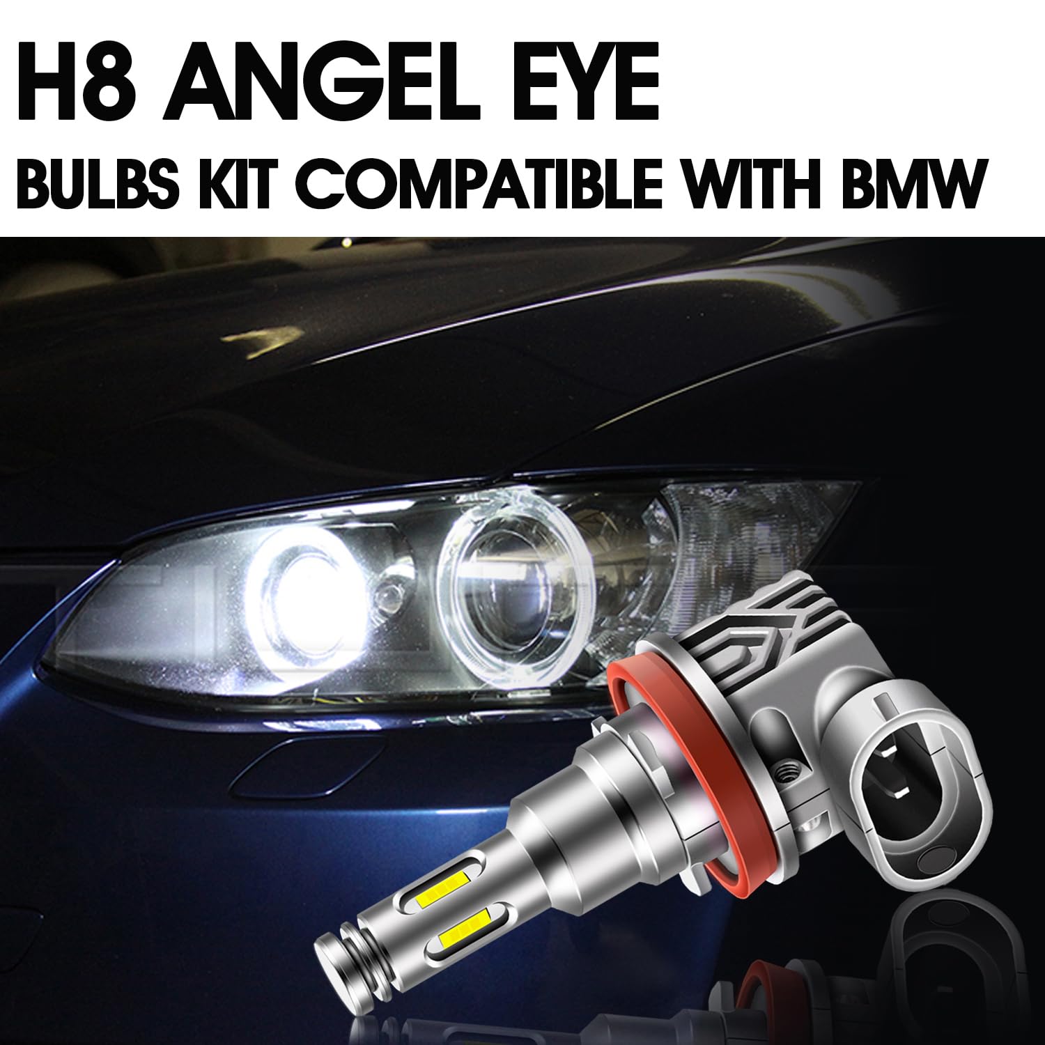 TECTICO Next Gen H8 LED Angel Eyes światła przeciwmgielne 100% Canbus bez błędów 6000 K ksenonowe białe 12 V 40 W halo pierścień DRL do E60 E92 E90 E91 E93 E70 X5 E71 E72 X6 E82 E87 E61 E63 E64 , 2