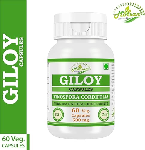 Miniatura 9 de Morsan's Giloy (Tinospora Cordifolia) Cápsulas  Paquete combinado de 2 x 60 x 500 mg. Veg. Cápsulas (2)