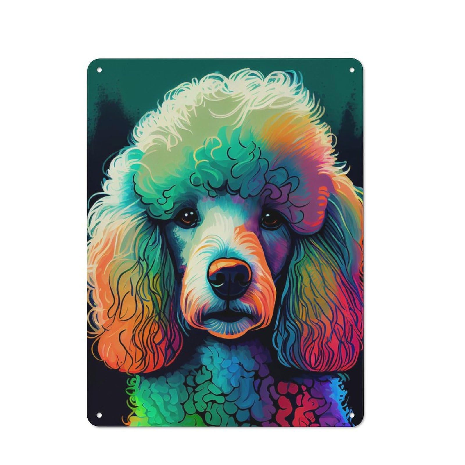 Junmoney Poodle Colorful Retro-Style Metal Plaque 40X30cm For Garage Or Workshop, For Garage, Workshop And Man Cave Decoration