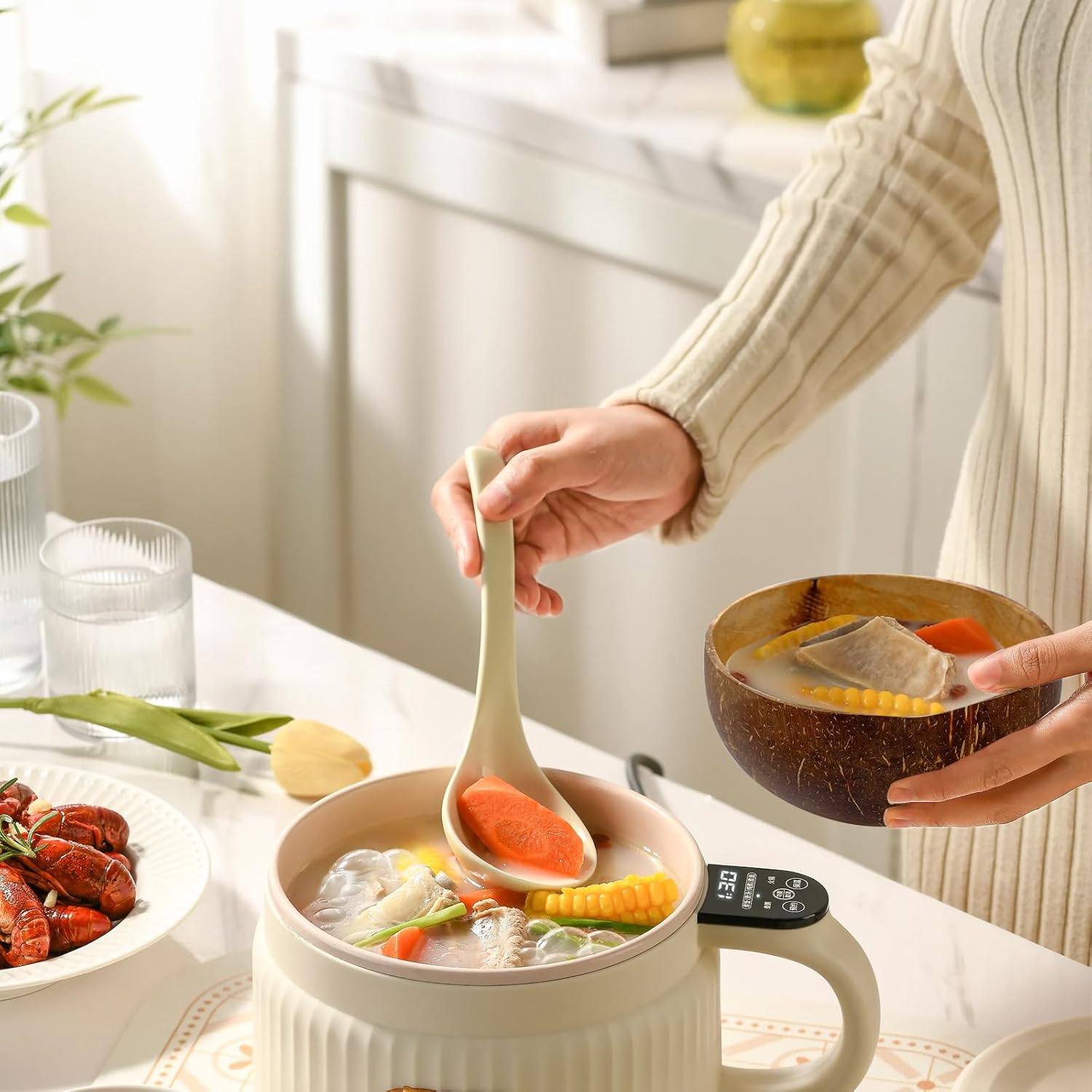 14 Pcs Coconut Shell Bowls Small Polished Wooden Bowls for Smoothie Acai Salad and Vegan Gifts, Natural Rustic Kitchen Decor (Large)