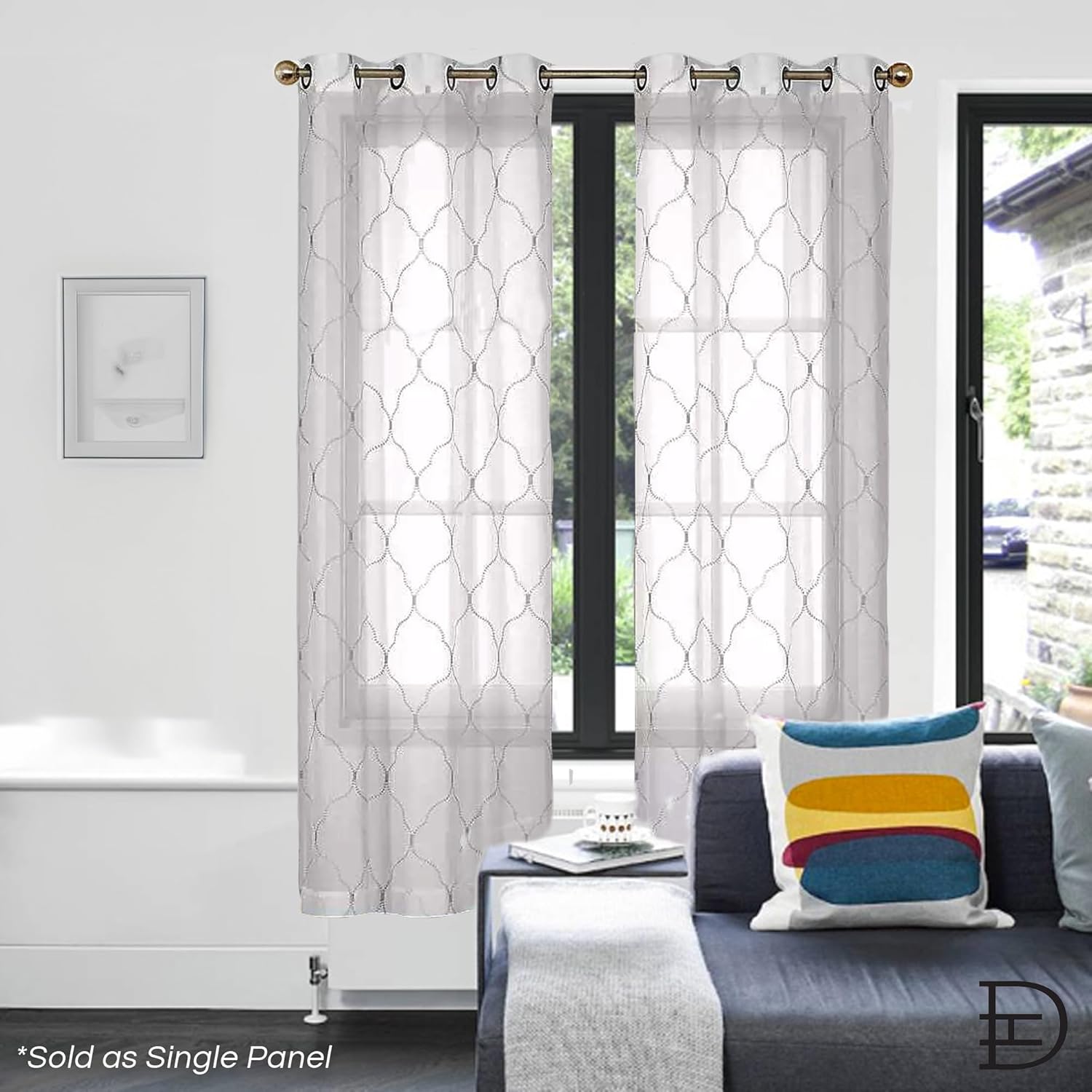 Single Panel Sheer Window Curtain 54" x 84" Linen Textured Drapes for Living Room, Bedroom, Farmhouse Curtains, Boho Decor, Light Filtering Window Treatments, Grommet Curtains, Machine Washable