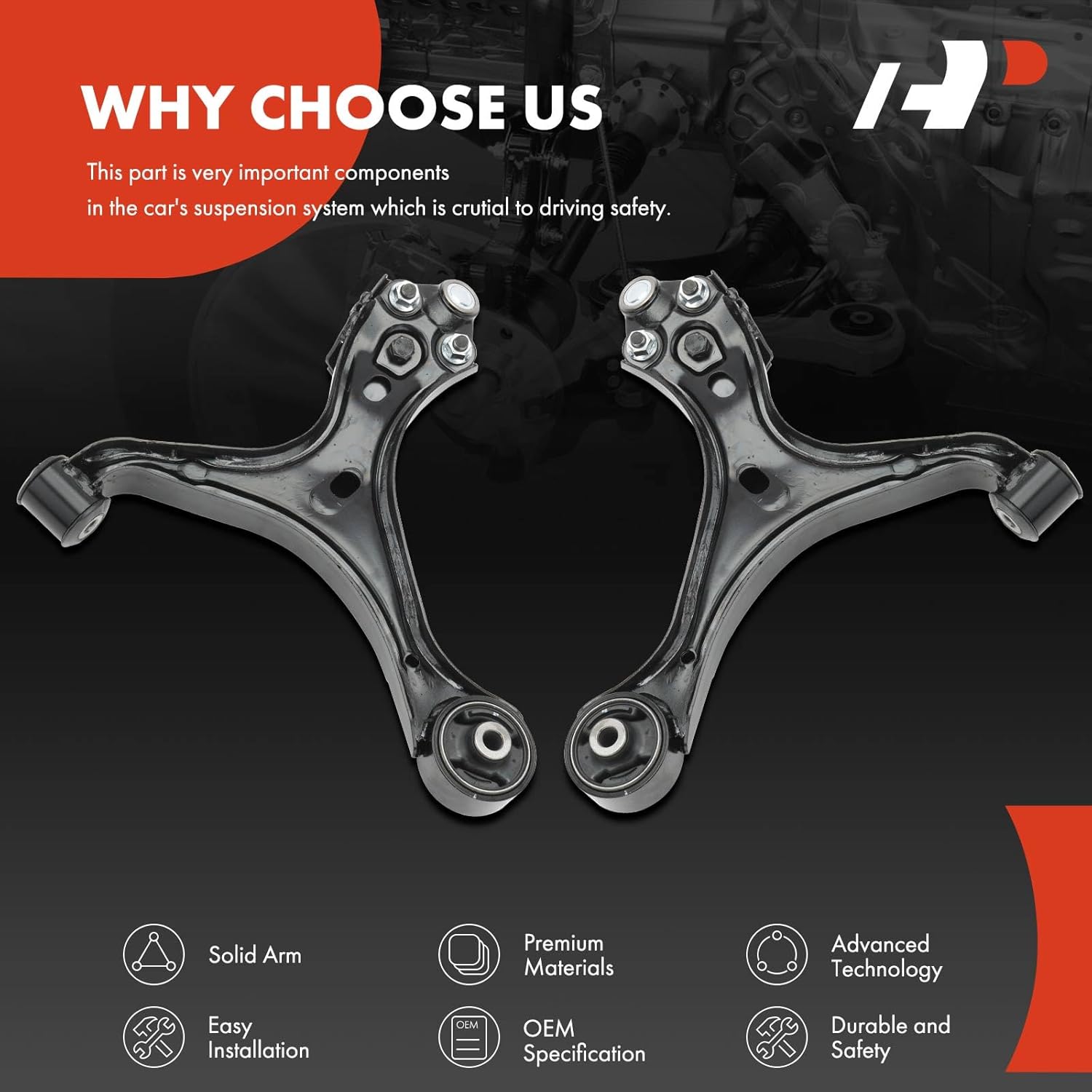 A-Premium 2 x Front Lower Control Arms, with Ball Joint & Bushing, Compatible with Honda Civic 2012 2013 2014 2015